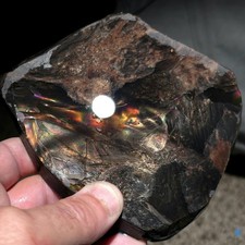 Fire Obsidian - High Grade Lapidary Slab &ndash; Glass Buttes OR  &ndash; Iridescent
