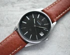 Seiko Men's Watch Quartz SQ Grey Dial Steel Date Leather