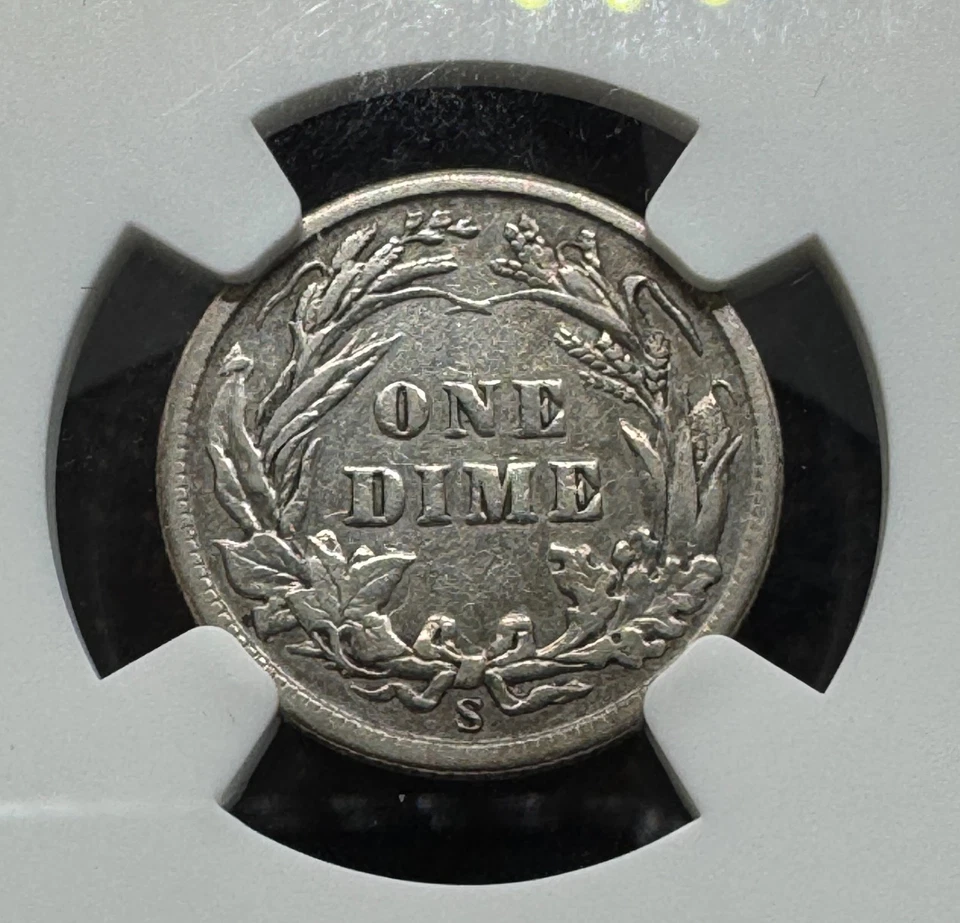 1907-S BARBER SILVER DIME NGC XF45 11EH25 - Image 4 of 4