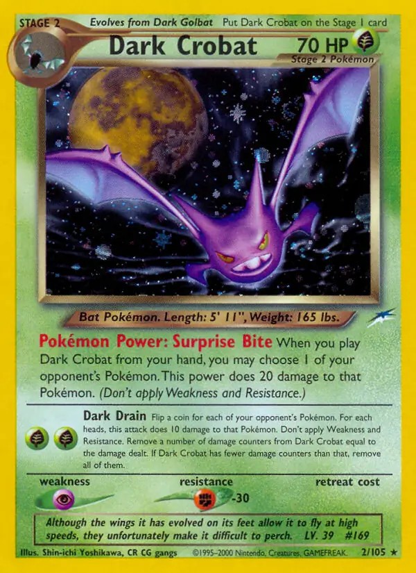 Dark Crobat - 2/105 - Pokemon Neo Destiny Unlimited Holo Rare Card WOTC LP