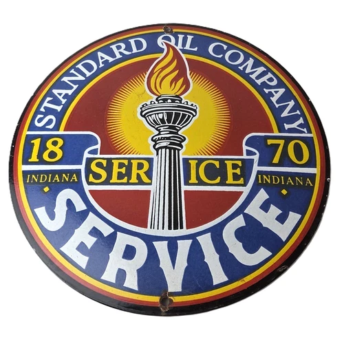 Vintage Standard Oil Company Sign - Porcelain Gas Motor Oil Pump Plate Sign