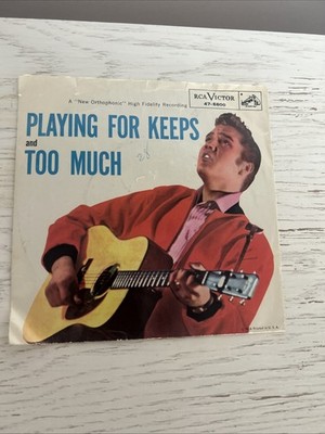 ELVIS PRESLEY PLAYING FOR KEEPS /TOO MUCH Picture Sleeve/45 Silver Line 1956
