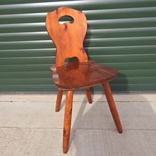 Vintage Solid Pine Tyrolean Style Rustic Country Kitchen Side Dining Spare Chair