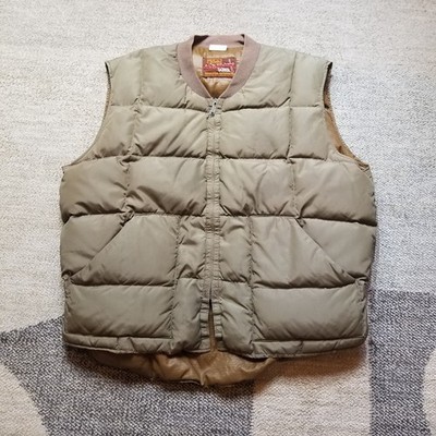 Vintage Walls Blizzard Pruf Vest Mens Large Green Brow Puffer Down USA Made