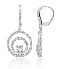 925 Sterling Silver CZ Round Dangle Earrings