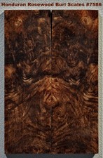 Beautiful Honduran Rosewood Burl knife scales 7586, 5 1/16 x 1 11/16 x 3/8"