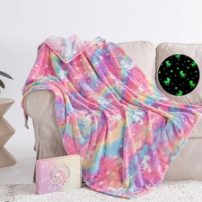 Glow in The Dark Unicorn Blanket,Gifts for Kids 3-12,Bedroom Decor 50"×60"
