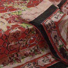 Sanskriti Vintage Long Indian Pink  Red Dupatta Velvet Print Hijab Scarf Stole
