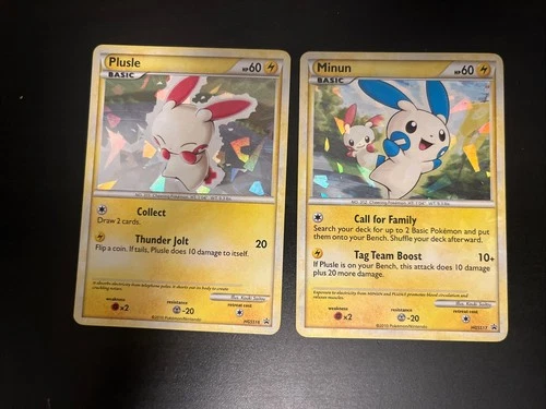 Plusle HGSS16 & Minun HGSS17 LP/MP Cracked Ice Holo Heartgold & Soulsilver Promo