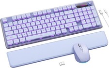 Wireless Keyboard and Mouse Combo - 9 Backlit Effects, Wrist Rest, Double-Sho...