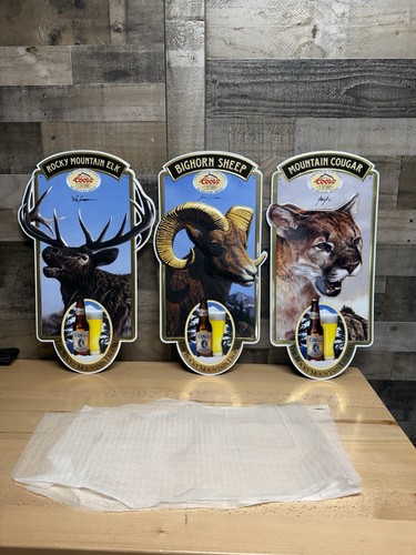 1991 Coors Rocky Mountain Big Horn Sheep Mountain Cougar Elk Wildlife Tin Signs