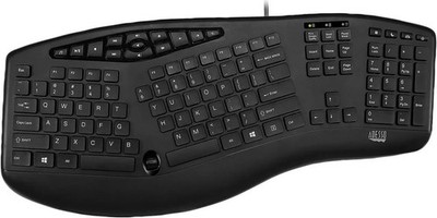 Adesso Wired Ergonomic Keyboard with Integrated Palm Rest, Chiclet AKB-160UB