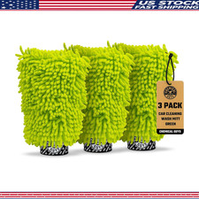 Chenille Microfiber Wash Mitt Lime Green 9.6x2.3x7 3 Pack - Mic49303