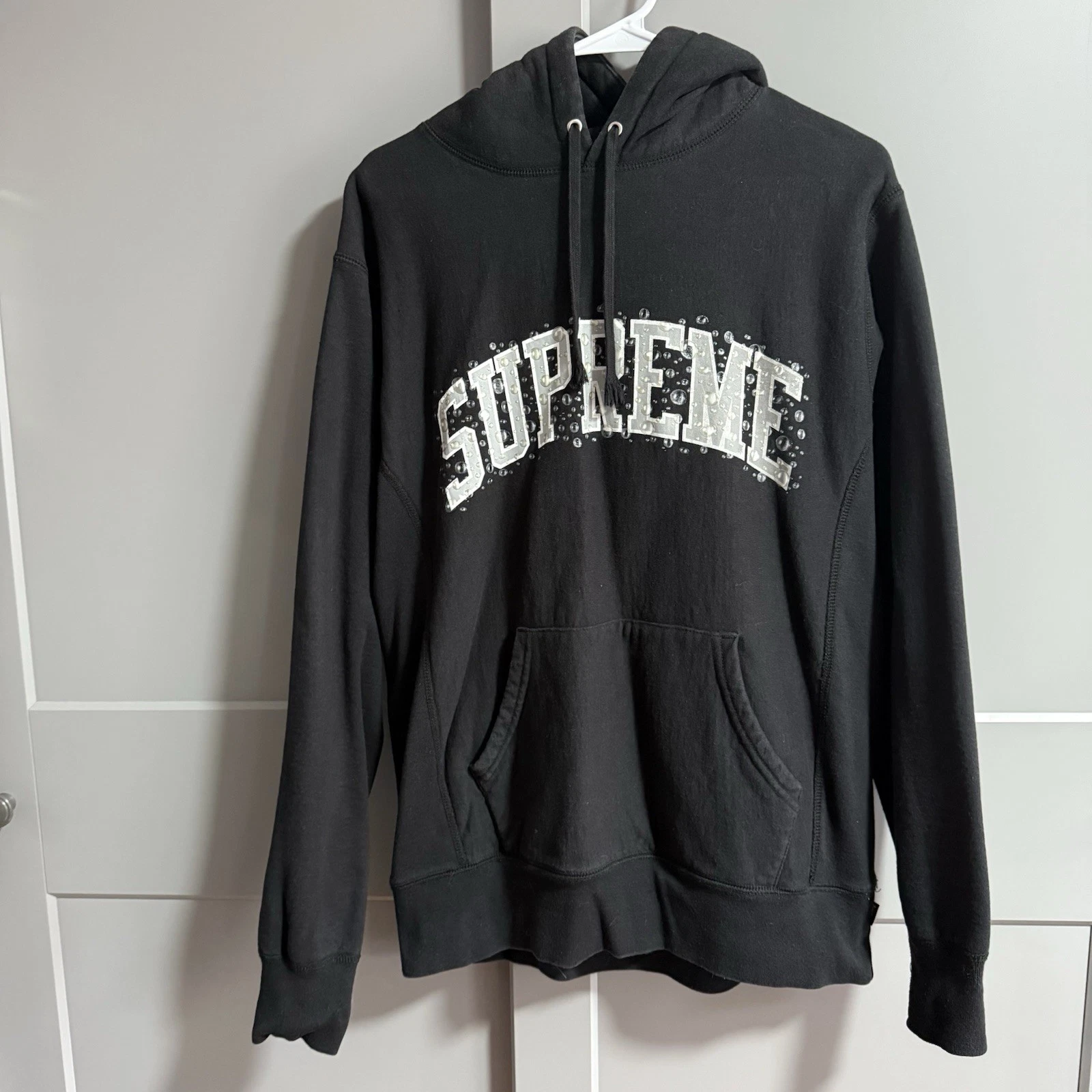 Sweat à capuche homme Supreme Water Arc logo bulle noir moyen authentique