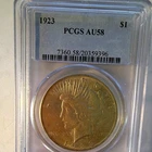 1923 Peace Silver Dollar $1 0.9 Fine PCGS AU58 Business Strike Philadelphia