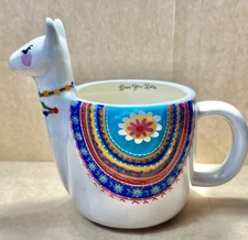 LOVE YOU LOTS Boho Colorful LLAMA Coffee CUP Beautiful Craftsmanship Bohemian
