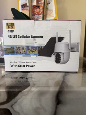 PTZ 4G LTE Cellular Wire-Free Outdoor Security Camera, Solar Powered, 4MP Color