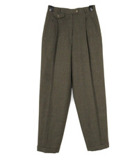 LAUREN RALPH LAUREN Green WORSTED WOOL Cuff Tapered Leg PLEATED Pants/Trousers 4
