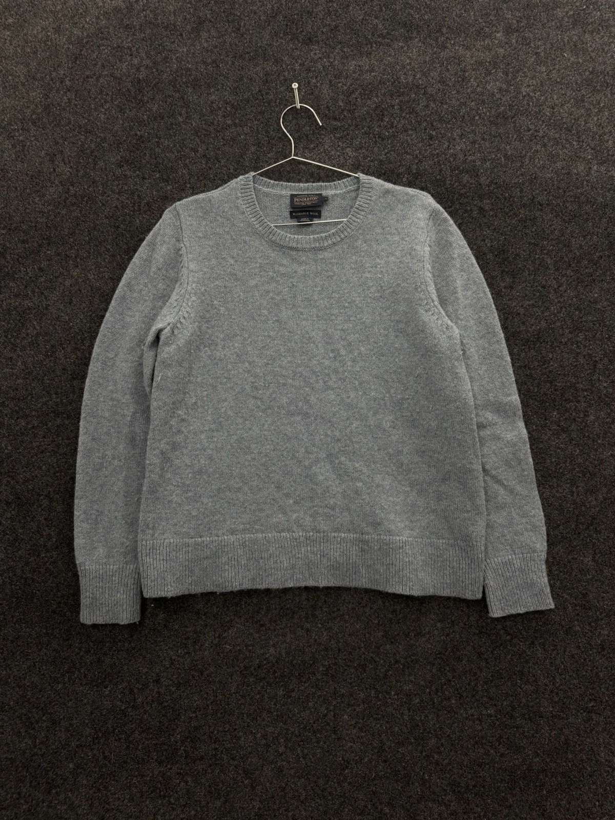 Pendleton 100% Wool Knit Sweater Men Large Light Blue Crewneck Pullover