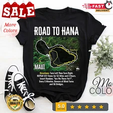 Road to Hana Map Maui Island Guide Hawaii Hawaiian Funny T-Shirt, Surfer Aloh...