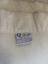 Vintage Baby Blanket Quiltex, White, Eyelet Trim, Lovely