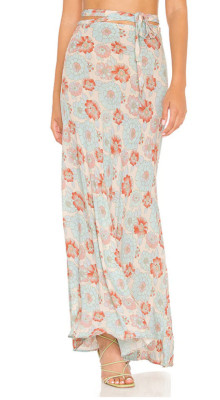 Free People Women Thats A Wrap Printed Skirt Sky Combo Size M