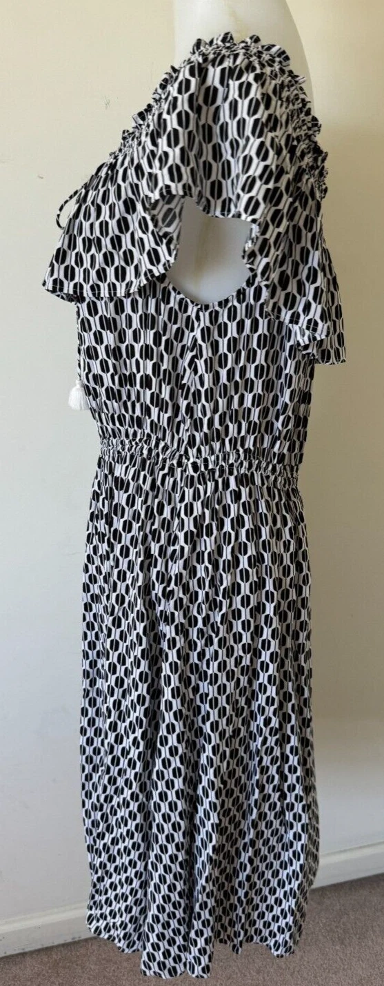 Abito a tracolla Kate Spade New York Arrow taglia XL nero bianco