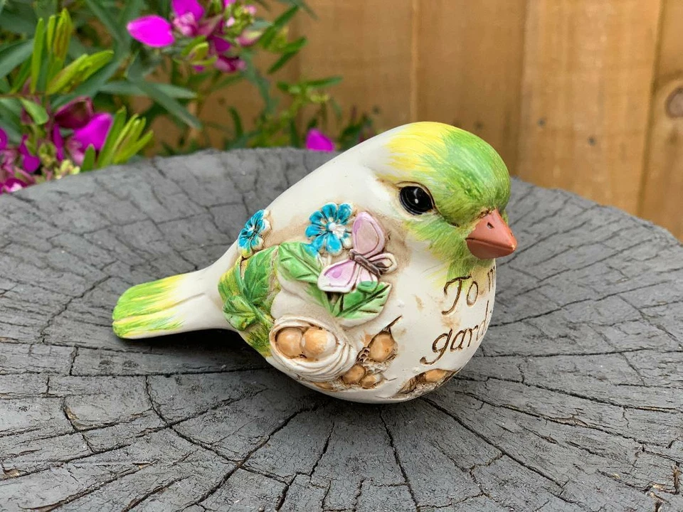 Estatueta de pássaro pássaros com palavras estátua sinal ornamentos escultura decoração para casa jardim - Imagem 4 de 4