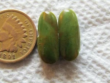 2 Green Alunite Cabs 9.2 carat rare freeform matching set cabochons 