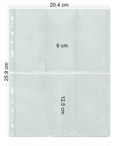 Clear Pages for medal album for six medals or banknotes x 10 sleeves Type 6 - Picture 2 of 3