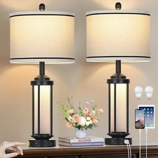 Table Lamps for Living Room Set of 2, Black Farmhouse Rustic Industrial Table...