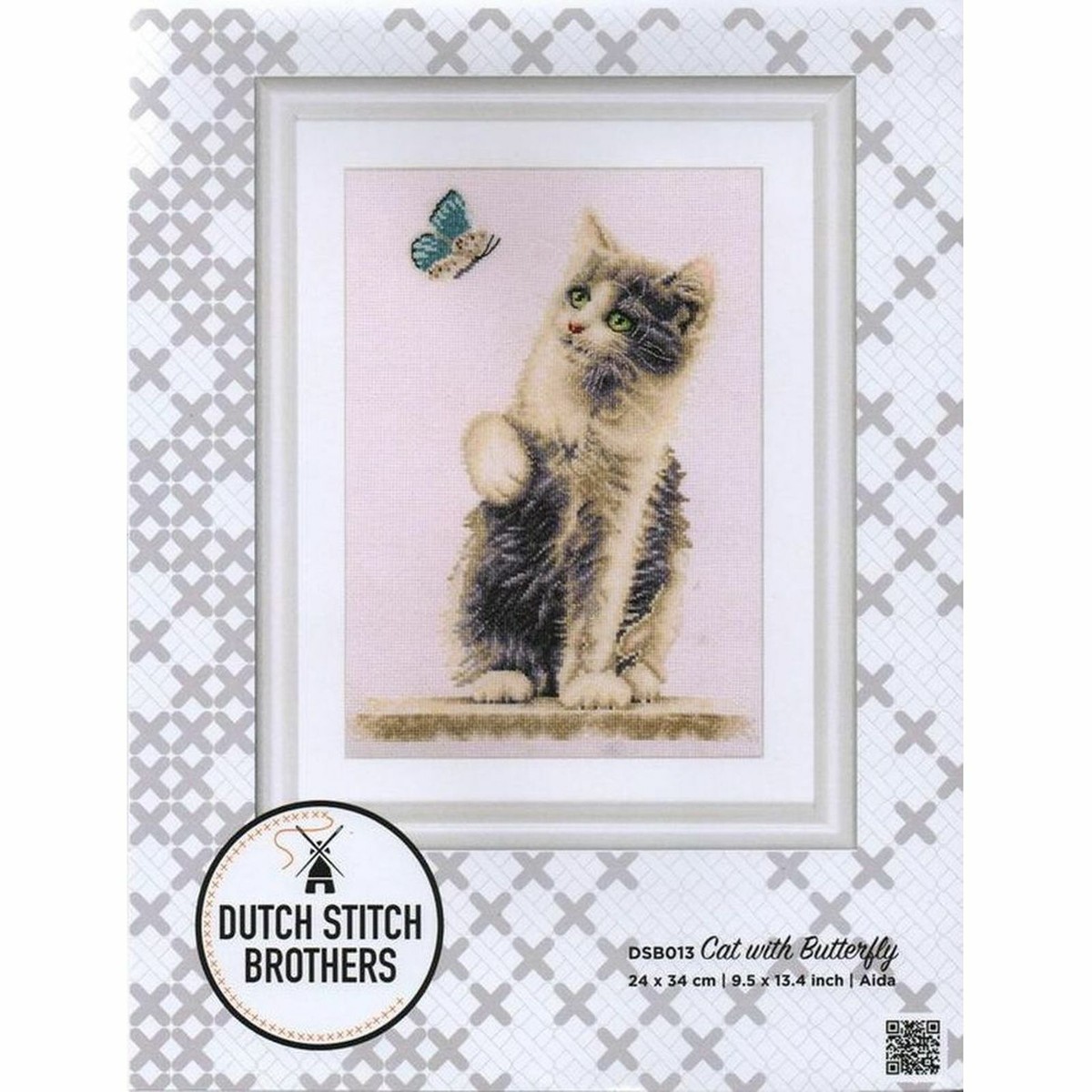 Cross-stitch kit Cat with Butterfly DSB013L Dutch Stitch