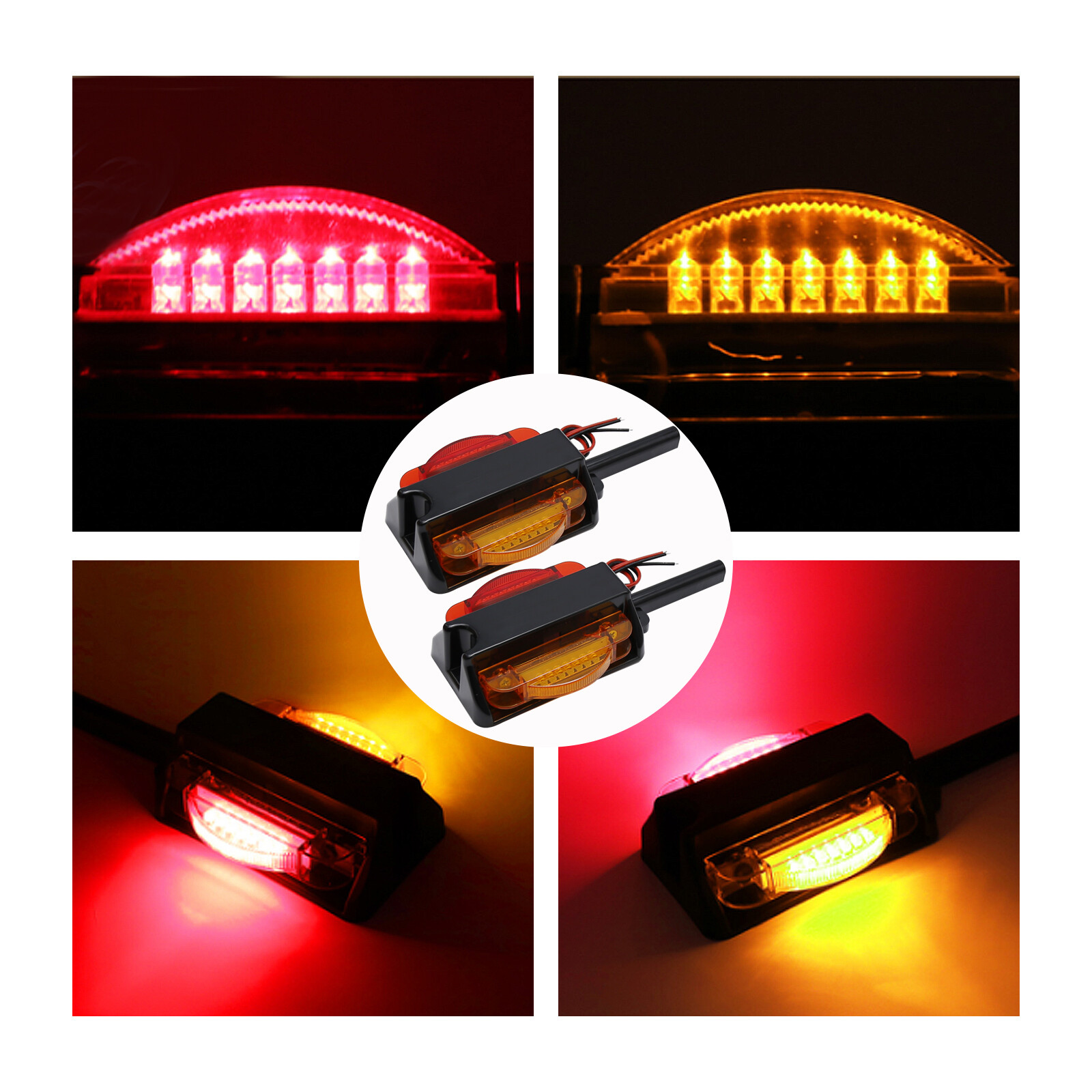 2x LED Trailer Fender Light Clearance Marker Lights 4" for Trucks Amber