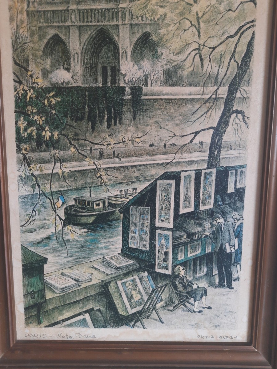 VINTAGE RAFAEL ORTIZ ALFAU,TOUR EIFFEL,FRAMED PRINT,LITHOGRPH