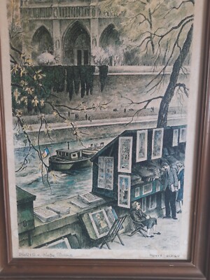 VINTAGE RAFAEL ORTIZ ALFAU,TOUR EIFFEL,FRAMED PRINT,LITHOGRPH