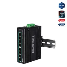 TRENDnet 8-Port Industrial Gigabit PoE+ DIN-Rail Network Switch (24 – 56V)