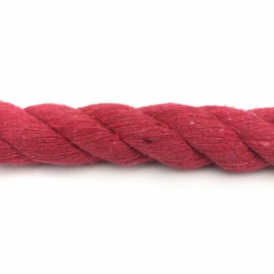 20 mm Natur Rot Baumwollseil, 3 Strang Kordel, Reine Baumwolle Seil Länge wählbar