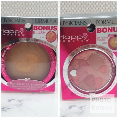 PHYSICIANS FORMULA HAPPY BOOSTER BRONZER LIGHT BRONZER & BAKED BLUSH NATURAL NEW