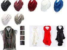 Women Knit Scarves , Scarf , Fringe , Infinity - Choose Your Color & Style