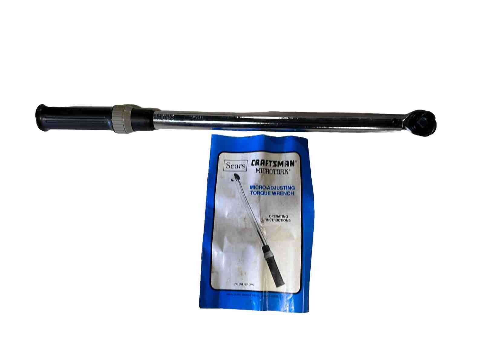 Sears Craftsman 1/2" Microtork Micro Adjusting Torque Wrench No 944476