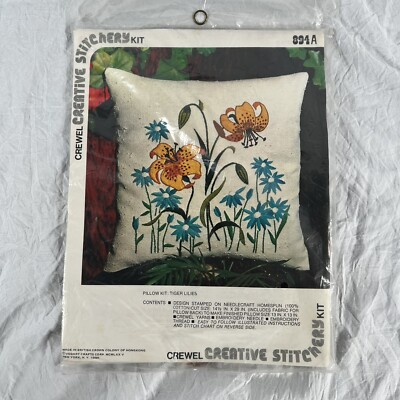 Crewel Creative Stitchery Kit Tiger Lilies #894A 13x13 Pillow Kit New Sealed