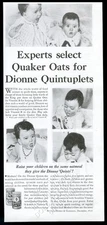 1935 Dionne Quintuplets Quints 4 photo Quaker Oats vintage print ad