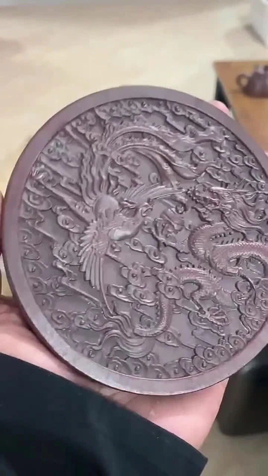 creative holder for tea pot yixing zisha purple clay round animal carved pot mat - Image 2 of 4