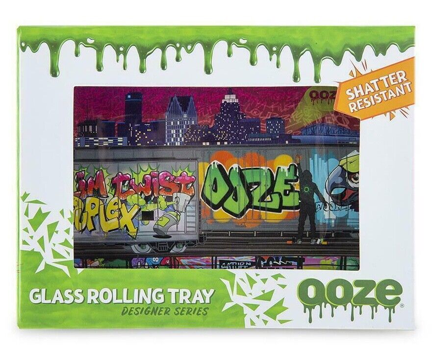 OOZE® Rolling Tray Shatter Resistant Glass Rolling Paper Maker Curved Edge Small