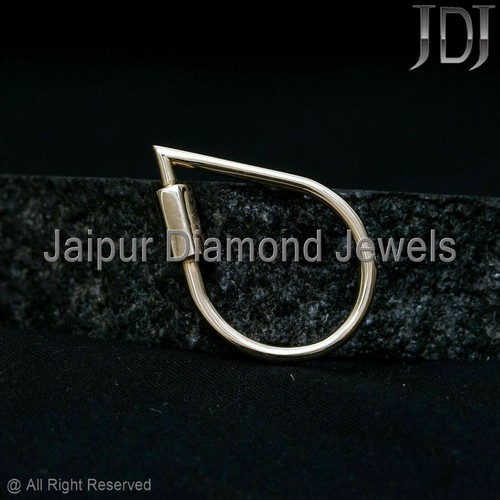 Carabiner Clasp Finding Drop Shape Yellow Gold 14k Jewelry Fine Lock Accessories - Picture 6 of 7