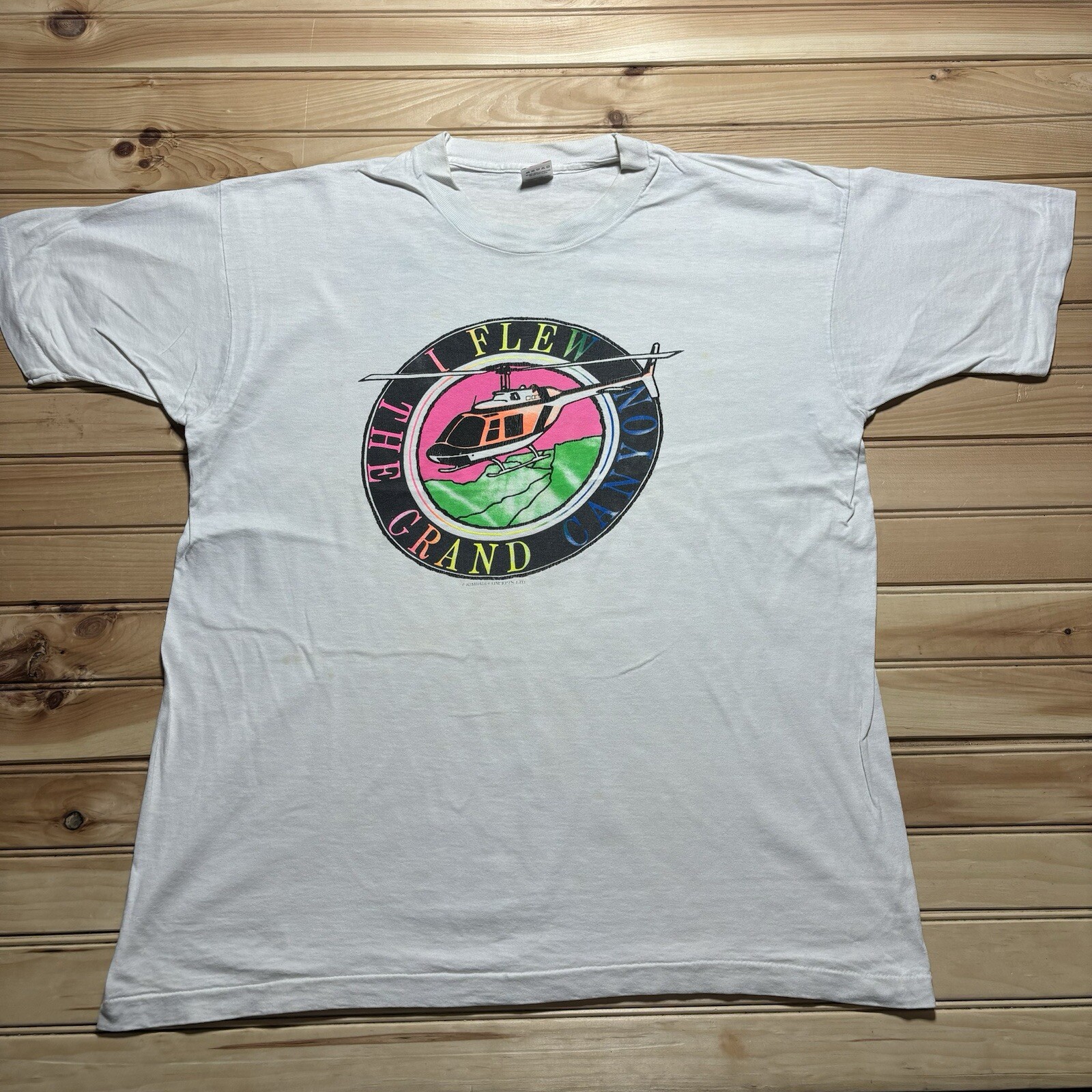 Vintage 90s Grand Canyon Helicopter Tourist Rainbow Tee XL