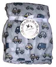 NEW Adirondack Baby Blanket Cars Vehicles Transportation Boys 30"x40" Gray Color