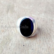 Black Onyx Gemstone 925 Sterling Silver Handmade Mens Ottoman Ring Jewelry B#403