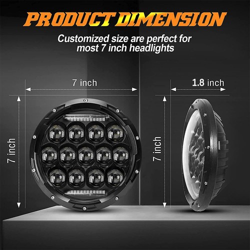 Halo LED 7" Headlight + Fog Light Kit Combo For Jeep Wrangler JK 2007-2018 - Picture 6 of 14