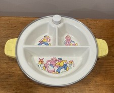 Vintage Excello Divided Child's Warming Dish Dutch Children Windmill